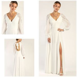 Lulu's Elegant White Maxi Dress